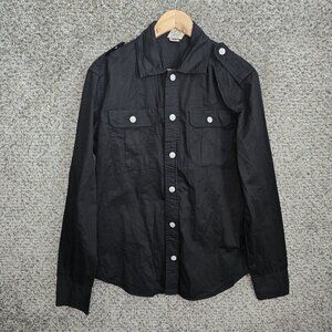 True Religion Shirt Mens Medium Black‎ Snap Button Long Sleeve Collared Casual